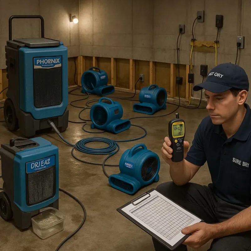Structural Drying and Dehumidification process in Little Rock Air Force Base, AR